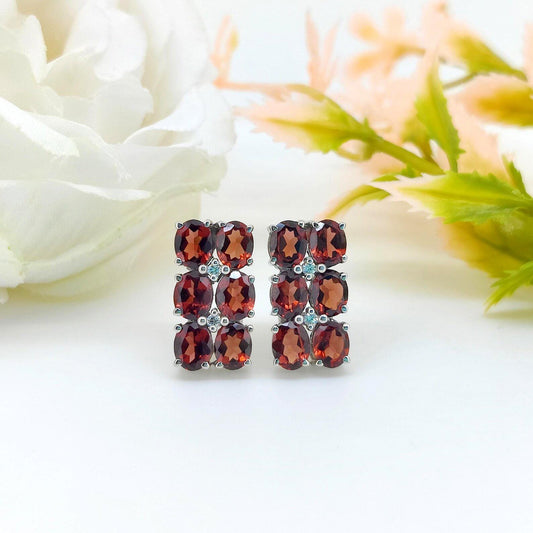 Garnet Sterling Silver Stud Earrings: January Birthstone Jewelry
