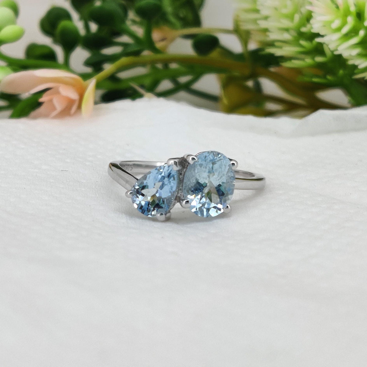 Natural Aquamarine Ring,  925 Sterling Silver, Handmade Gemstone Jewelry, March Birthstone, Gifts For Her