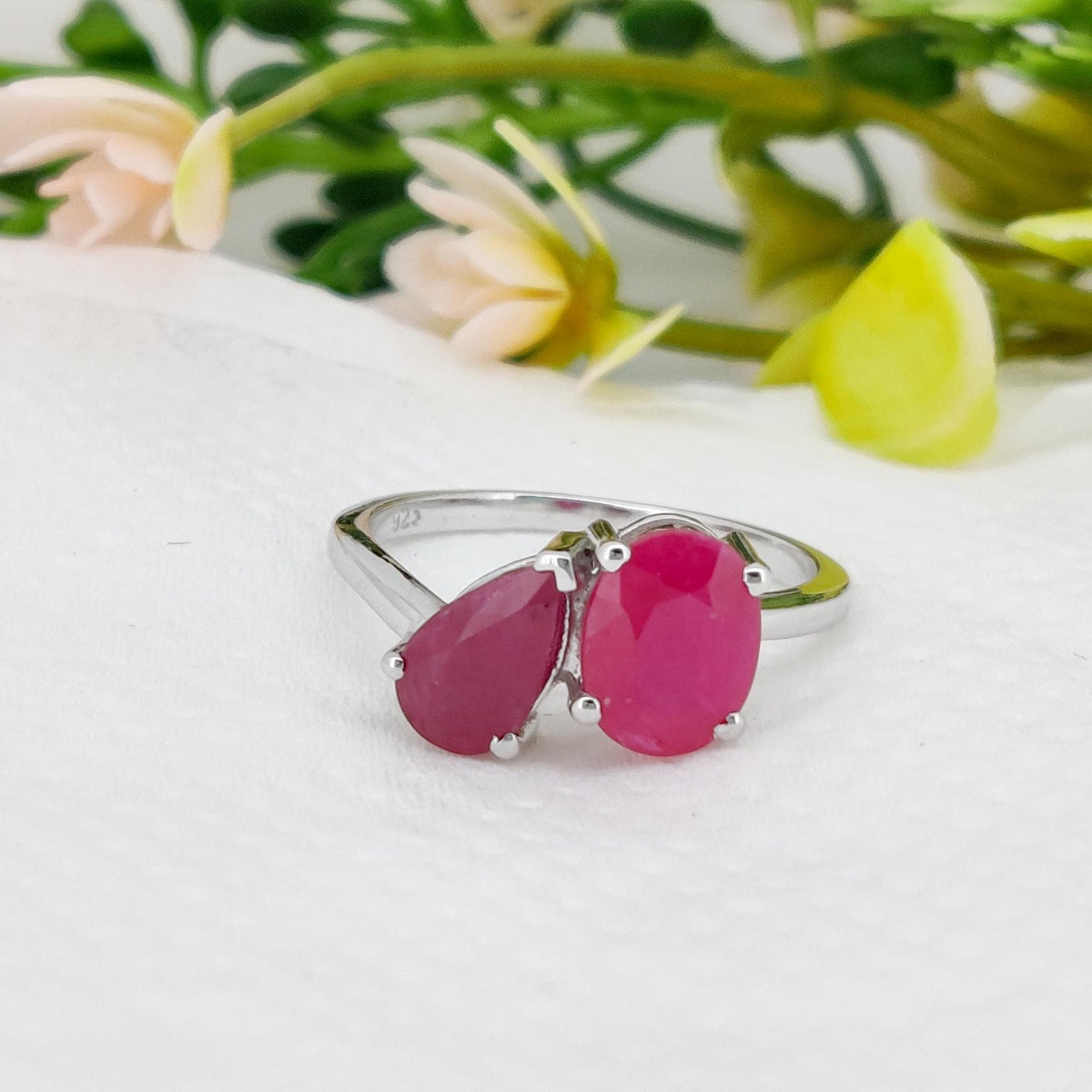 Ruby Sterling Silver Ring, Minimalist Stackable Band, July Birthstone Jewelry, everyday stack ring