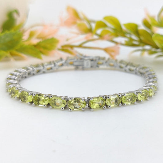 Natural Lemon Topaz Bracelet-Oval Gemstone Tennis Bracelet-925 Sterling Silver-Lemon Topaz Jewelry-November Birthstone Handmade Jewelry