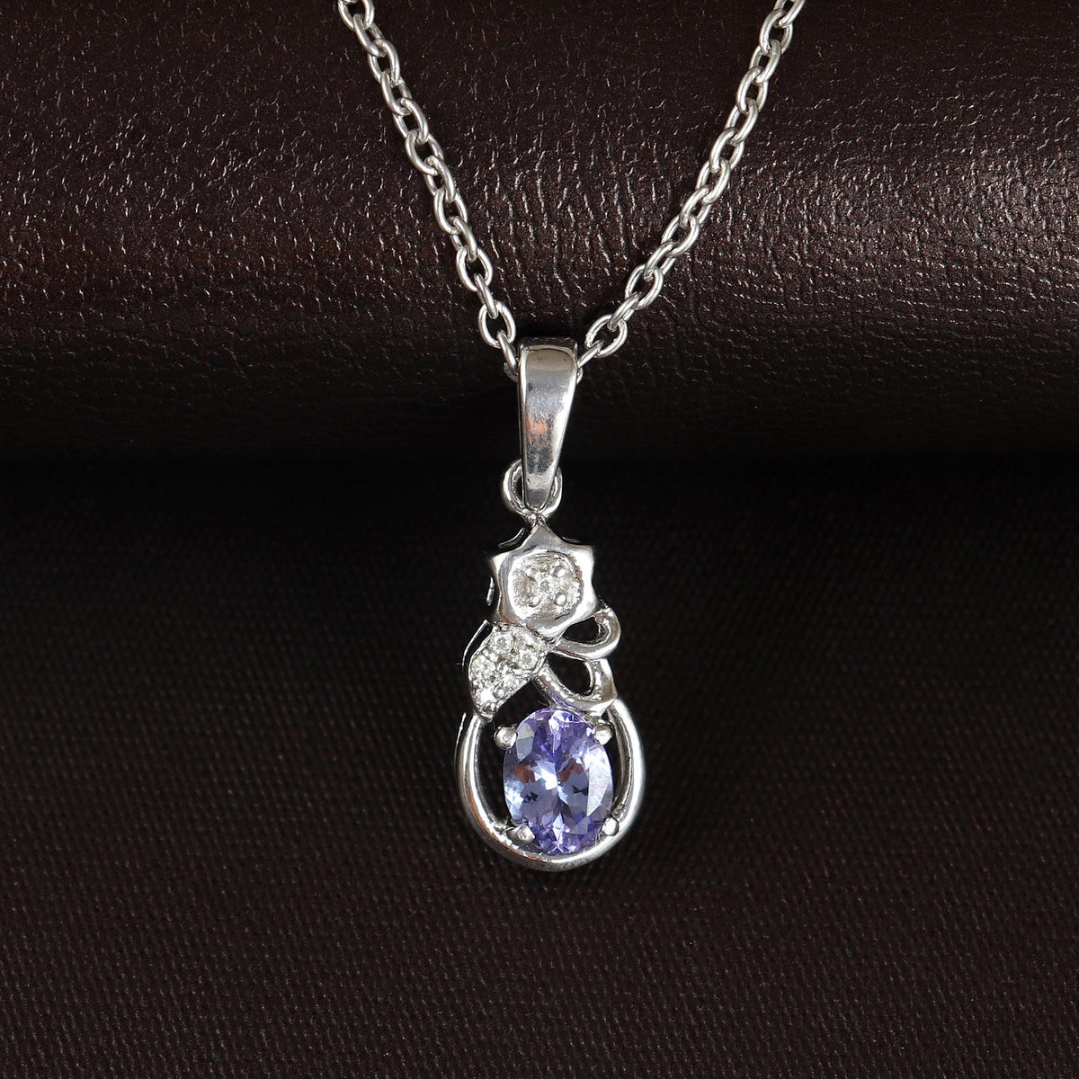Genuine Oval Tanzanite Gemstone Pendant-925 Sterling Silver Jewelry-Diamond Minimalist Pendant-December Birthstone-Designer Handmade Jewelry