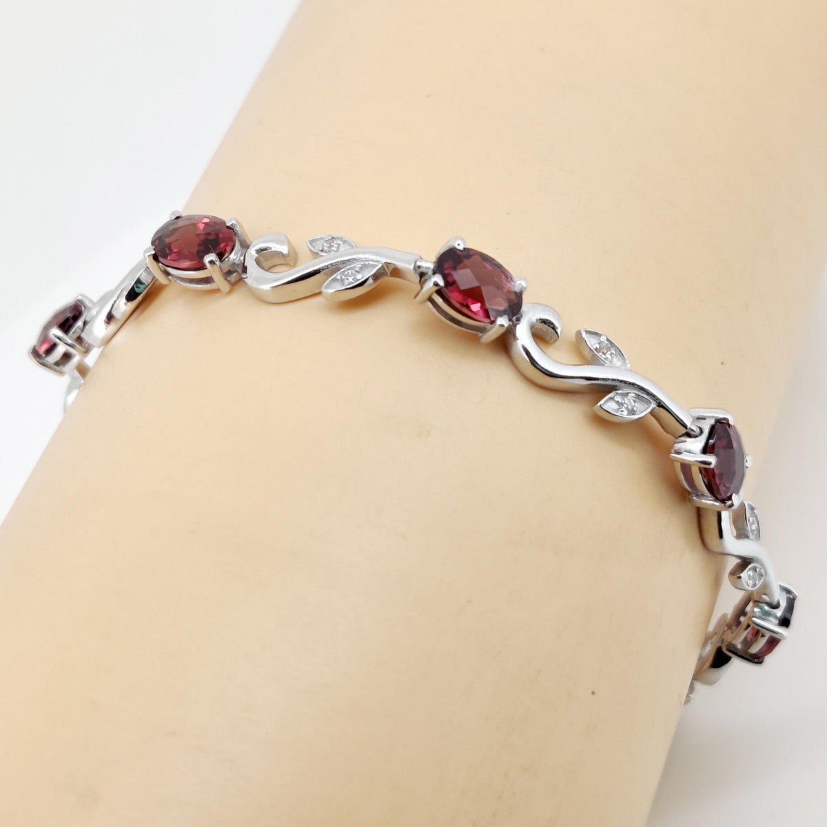Garnet Bracelet: Sterling Silver January Birthstone, Mozambique Garnet Jewelry