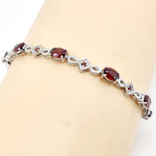 Garnet Tennis Bracelet: Sterling Silver January Birthstone, Garnet Jewelry, Wedding Gift