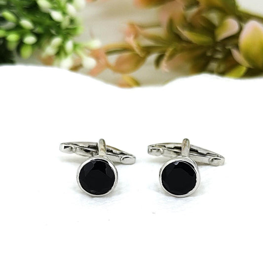 Handmade Black Onyx Sterling Silver Cufflinks, Men's Wedding Accessories, Groomsman Gift