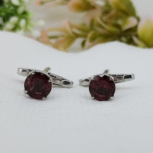 Garnet Sterling Silver Cufflinks, January Birthstone Gift for Him, Handmade Men's Jewelry
