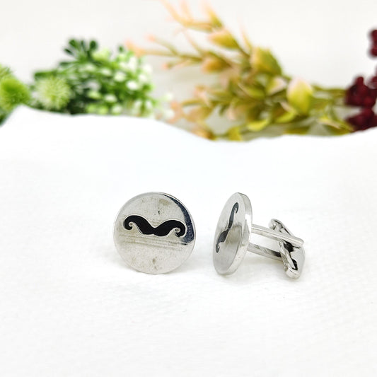 Mustache 925 Solid Sterling Silver Meena Cufflinks- Unique Handmade Cufflinks- Suit Accessories- Anniversary Gift
