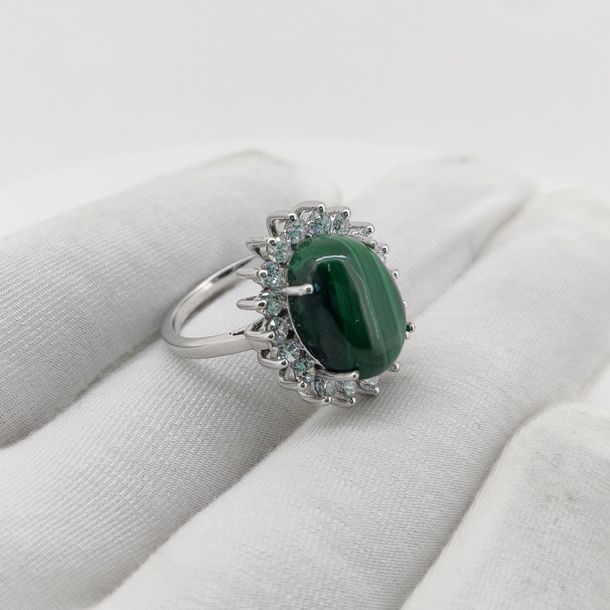 Malachite Ring: Sterling Silver Handmade Statement Jewelry Christmas Gift