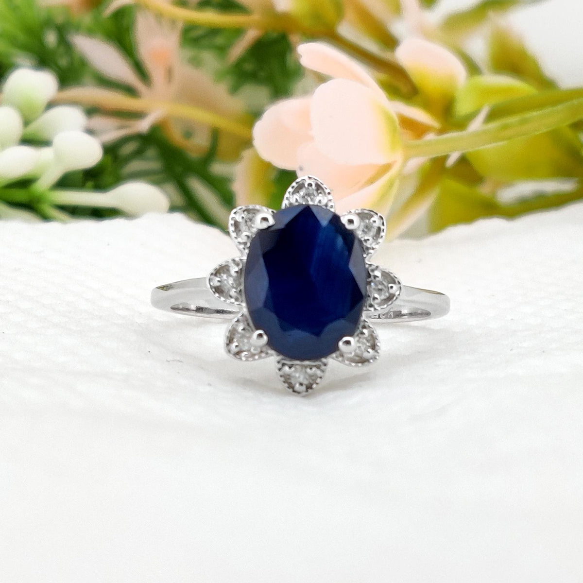 Blue Sapphire Ring, 925 Sterling Silver,  September Birthstone, Gemstone Stacking Band, Sapphire Jewelry