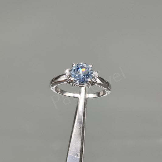 Blue Topaz Cluster Ring: Sterling Silver Gemstone Wedding Jewelry