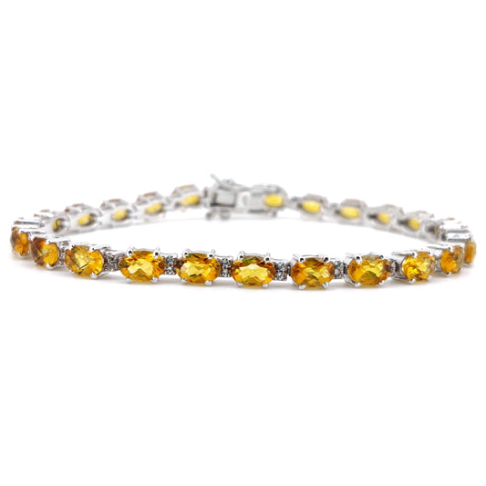 Natural Citrine Oval Tennis Bracelet, 925 Sterling Silver, November Birthstone Jewelry