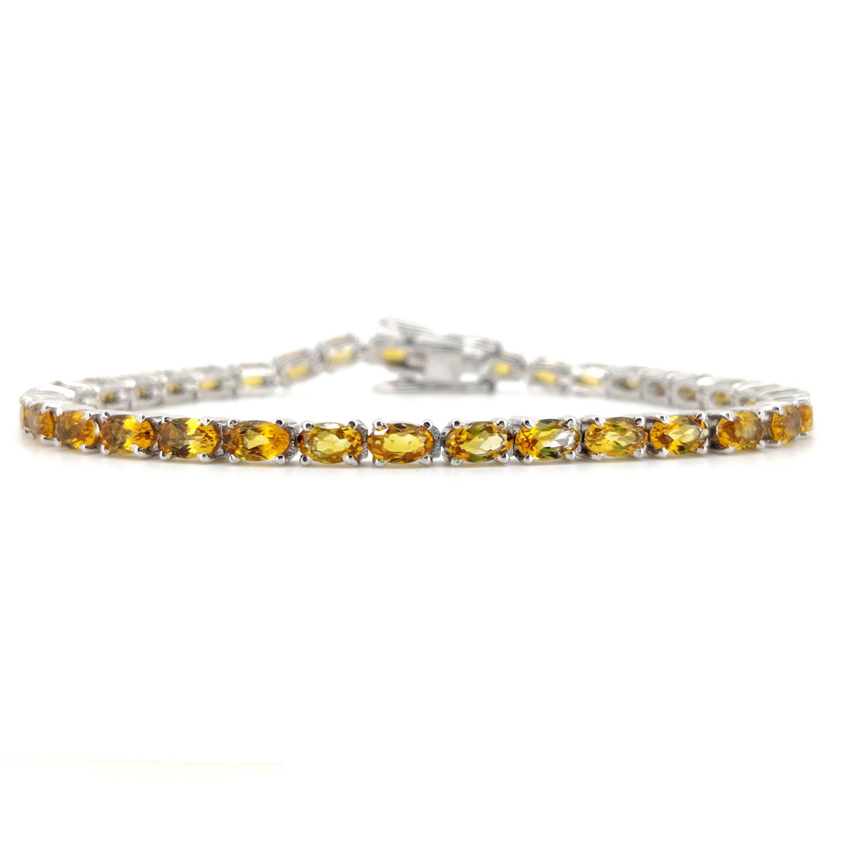 Natural Citrine Oval Cut Tennis Bracelet, Sterling Silver, November Birthstone Jewelry