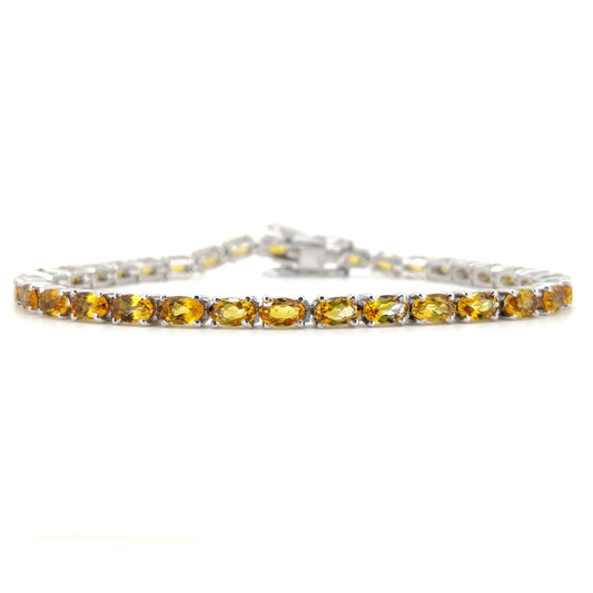 Natural Citrine Oval Cut Tennis Bracelet, Sterling Silver, November Birthstone Jewelry