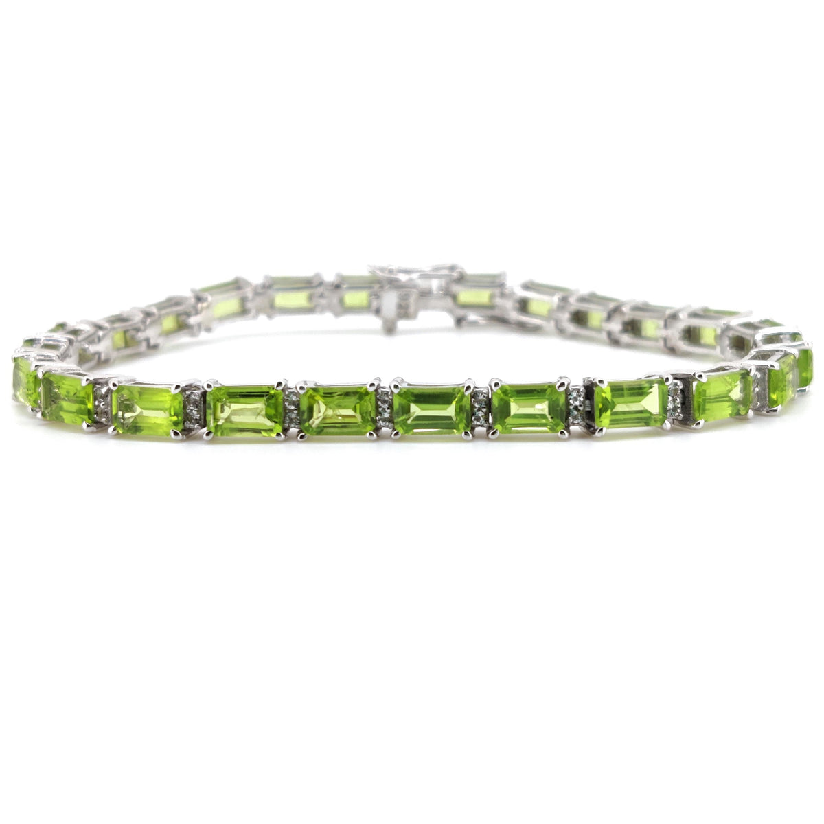 Handmade Sterling Silver Peridot Tennis Bracelet, August Birthstone Jewelry