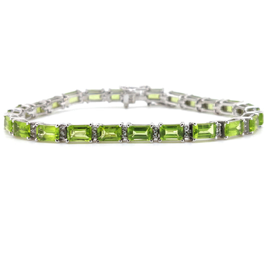 Handmade Sterling Silver Peridot Tennis Bracelet, August Birthstone Jewelry