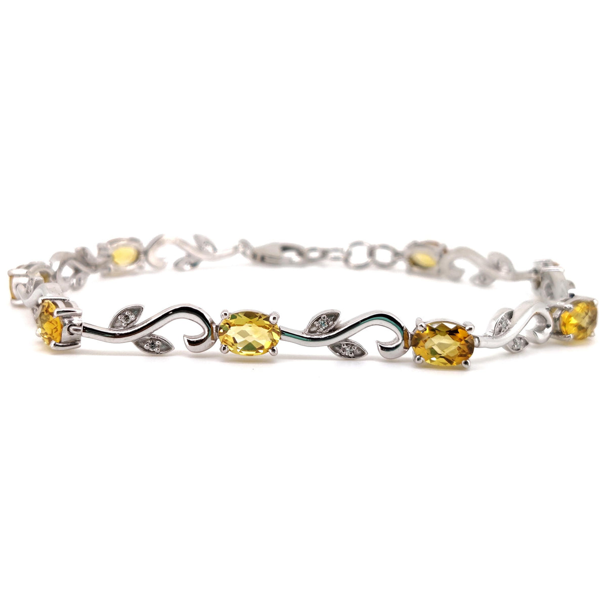 Natural Citrine Oval Cut Tennis Bracelet, 925 Sterling Silver, November Birthstone, Bridal Jewelry