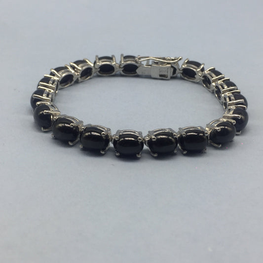 Handmade Black Star 925 Sterling Silver Tennis Bracelet