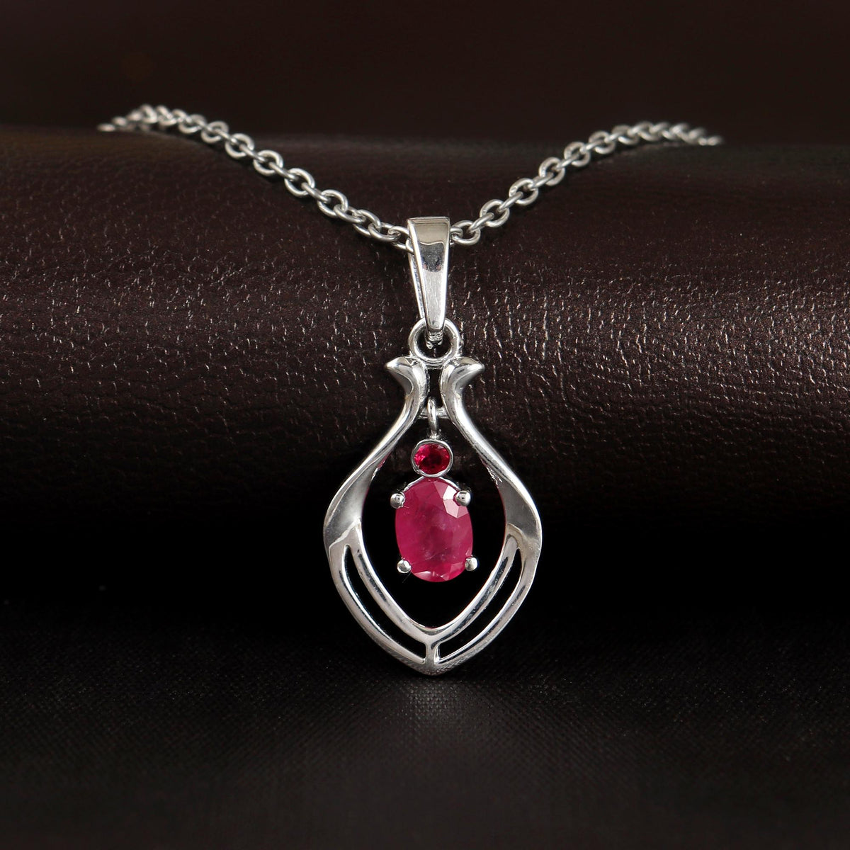 Natural Ruby Gemstone Pendant-925 Sterling Silver Pendant-Ruby Pendant Necklace-July Birthstone Pendant-Minimalist Pendant Necklace Gift