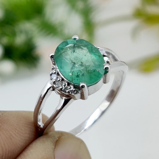 Natural Emerald Ring, 925 Sterling Silver, May Birthstone, Emerald Jewelry, Gifts For Her