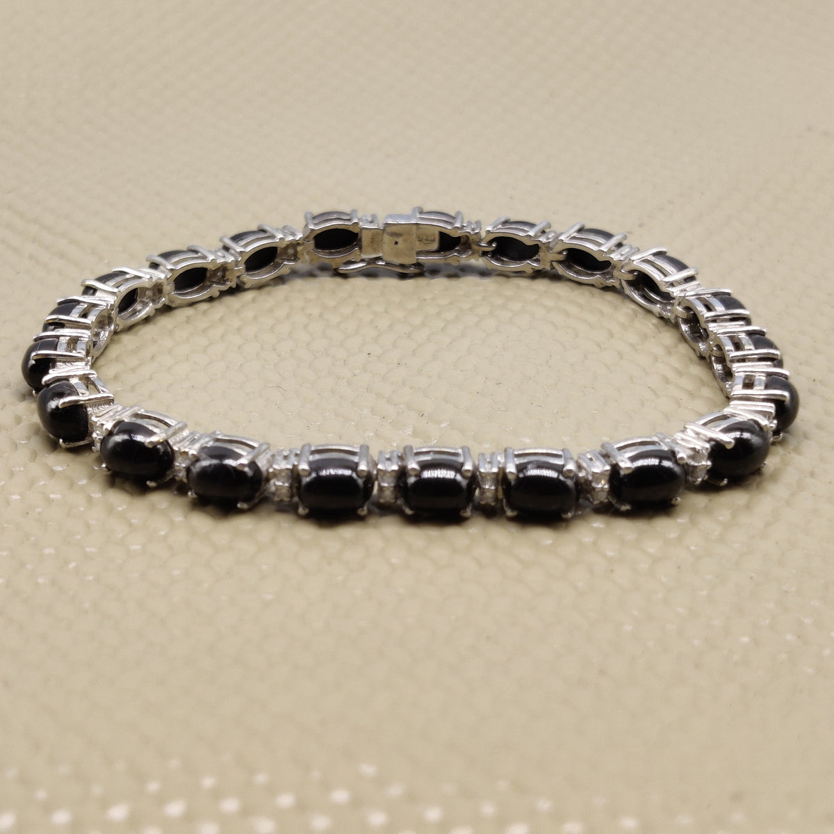 Sterling Silver Black Star Tennis Bracelet: Handmade Gemstone Jewelry