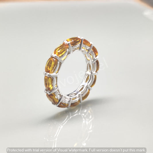 Handmade Citrine Ring: 925 Sterling Silver Full Eternity Band