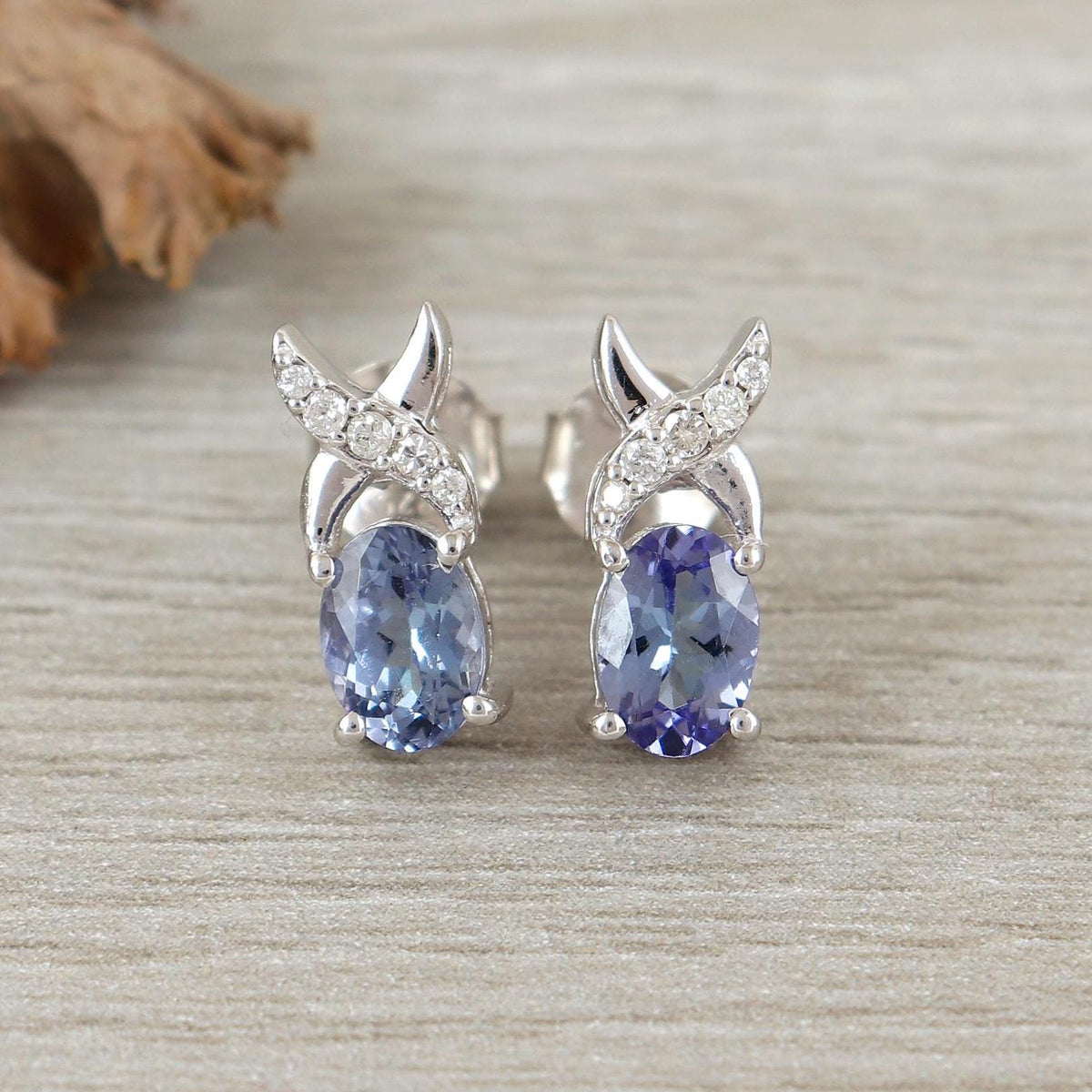 Tanzanite Silver Stud Earrings: 925 Sterling Silver, December Birthstone