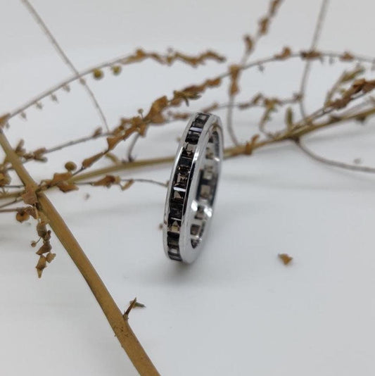 Sterling Silver Smoky Quartz Eternity Band Ring: November Birthstone