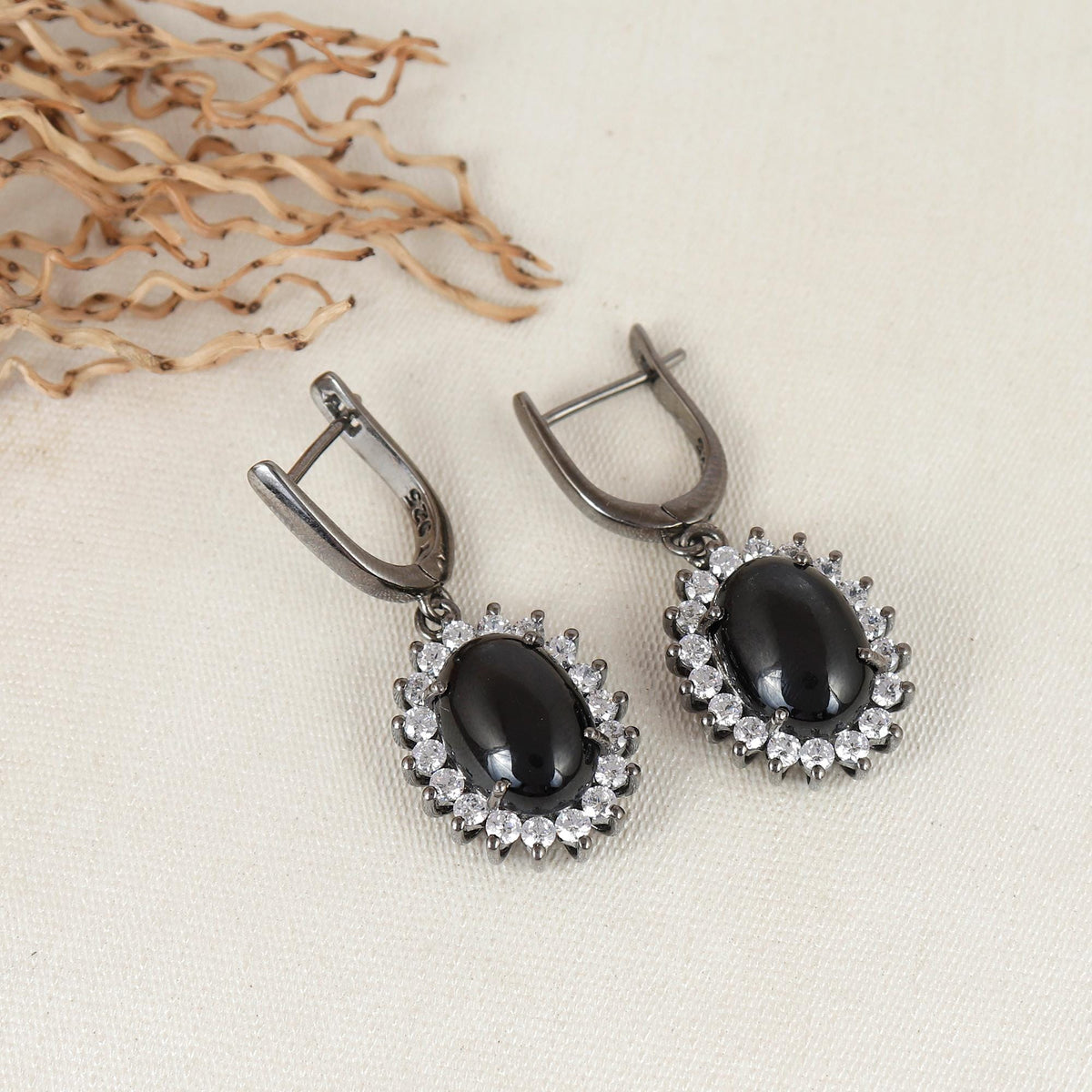 Black Onyx Sterling Silver Dangle Earrings: December Birthstone