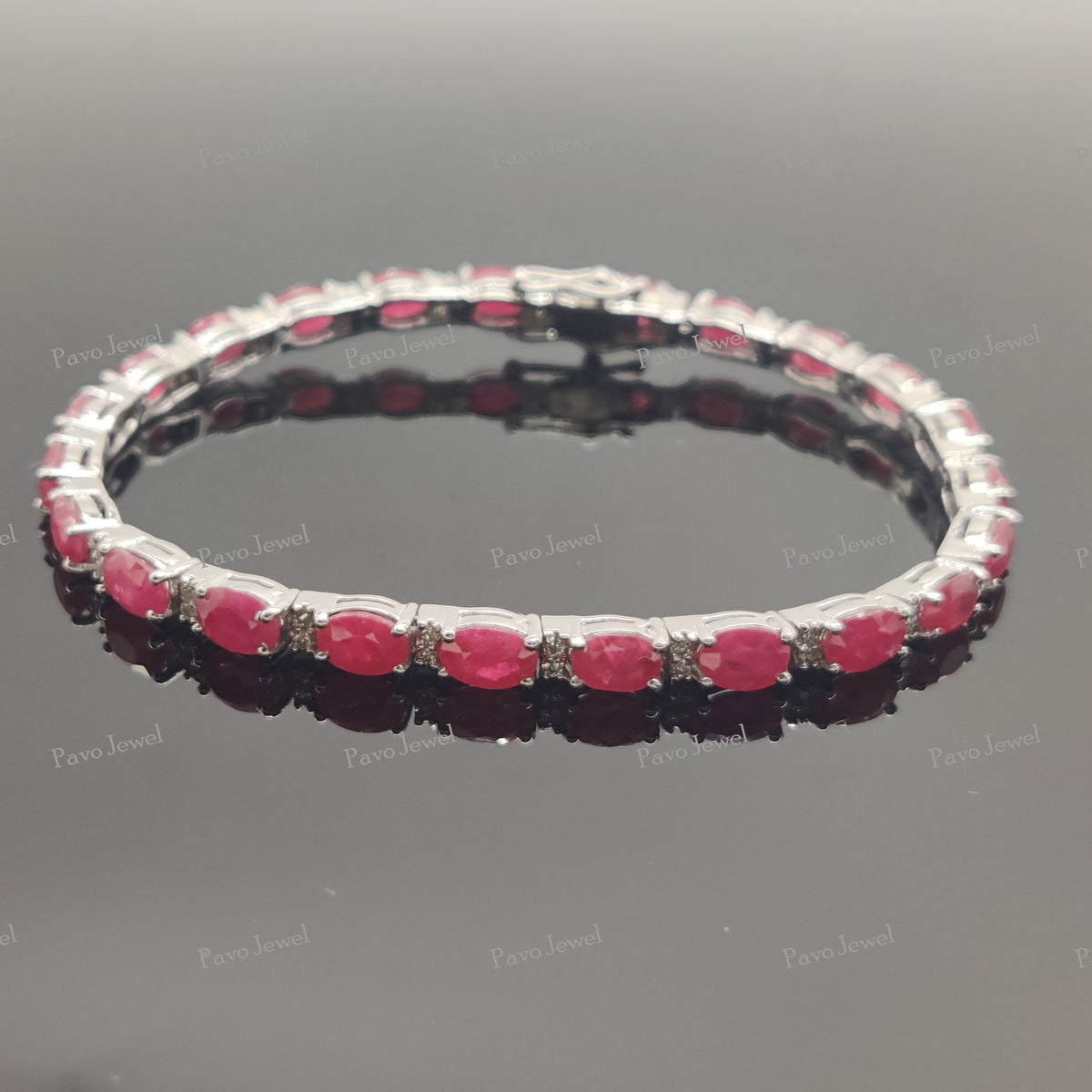 Genuine Ruby Bracelet Sterling Silver Anniversary Gift, Bridal Jewelry, Birthstone