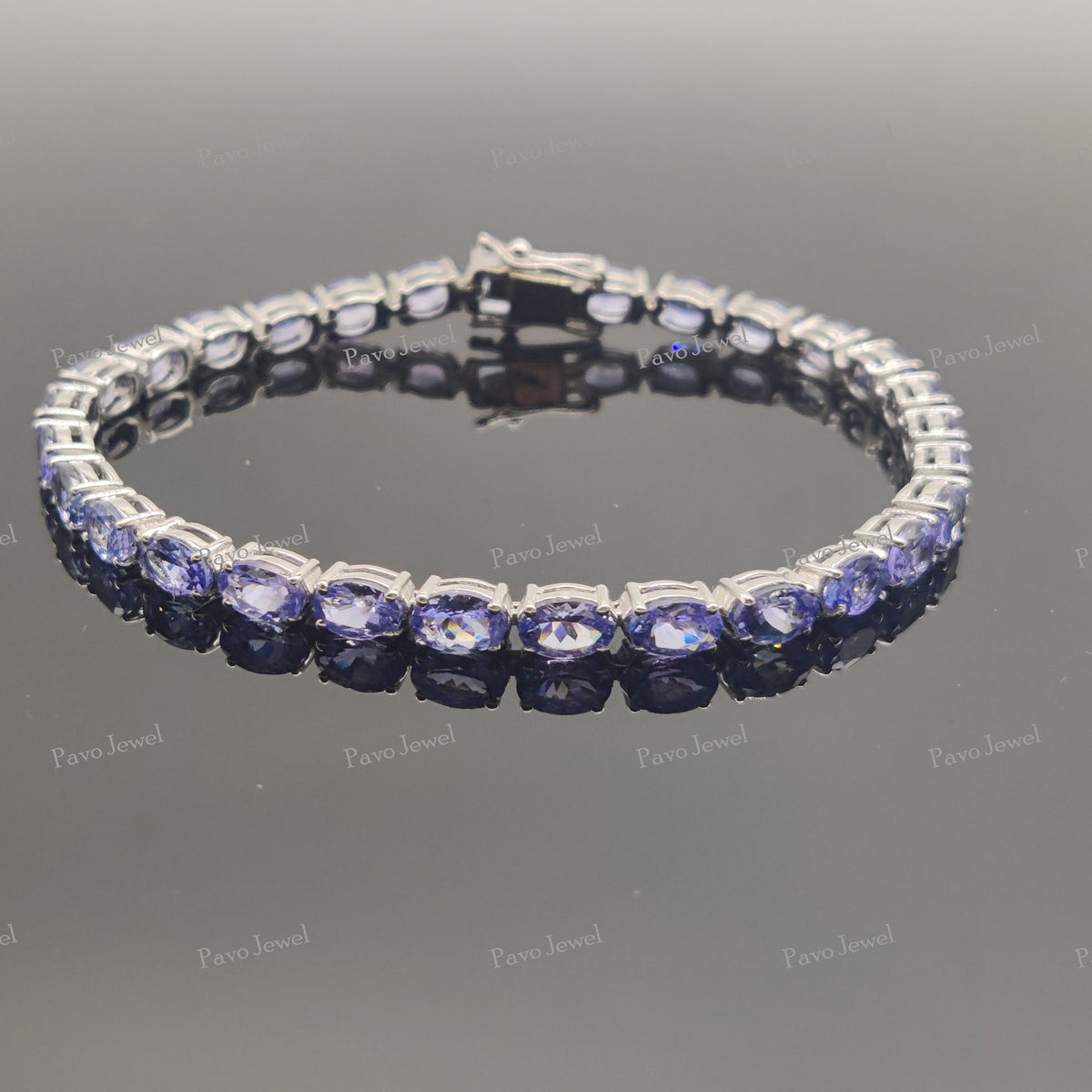 Natural Tanzanite Gemstone Tennis Bracelet, Bracelet Sterling silver Handmade Jewelry