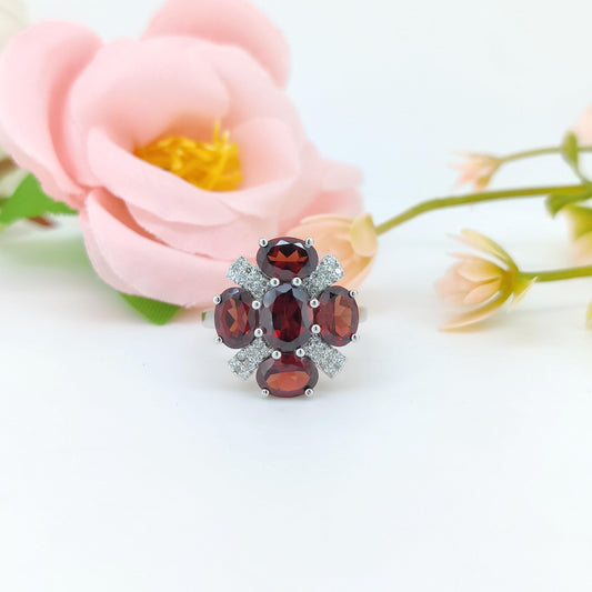 Oval Garnet Ring: Sterling Silver January Birthstone Jewelry