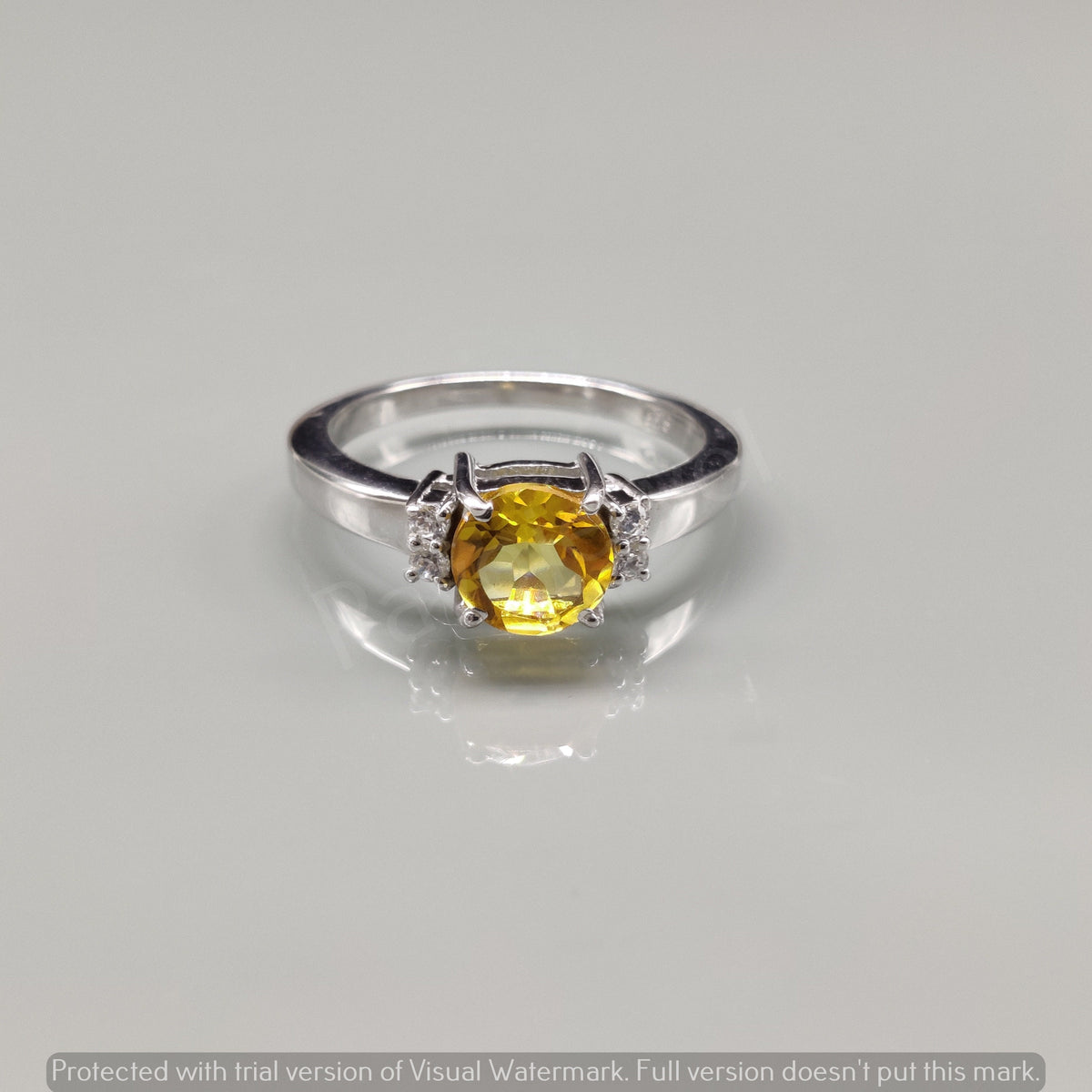 Citrine Gemstone Ring Sterling Silver Statement Jewelry