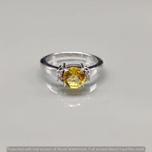 Citrine Gemstone Ring Sterling Silver Statement Jewelry