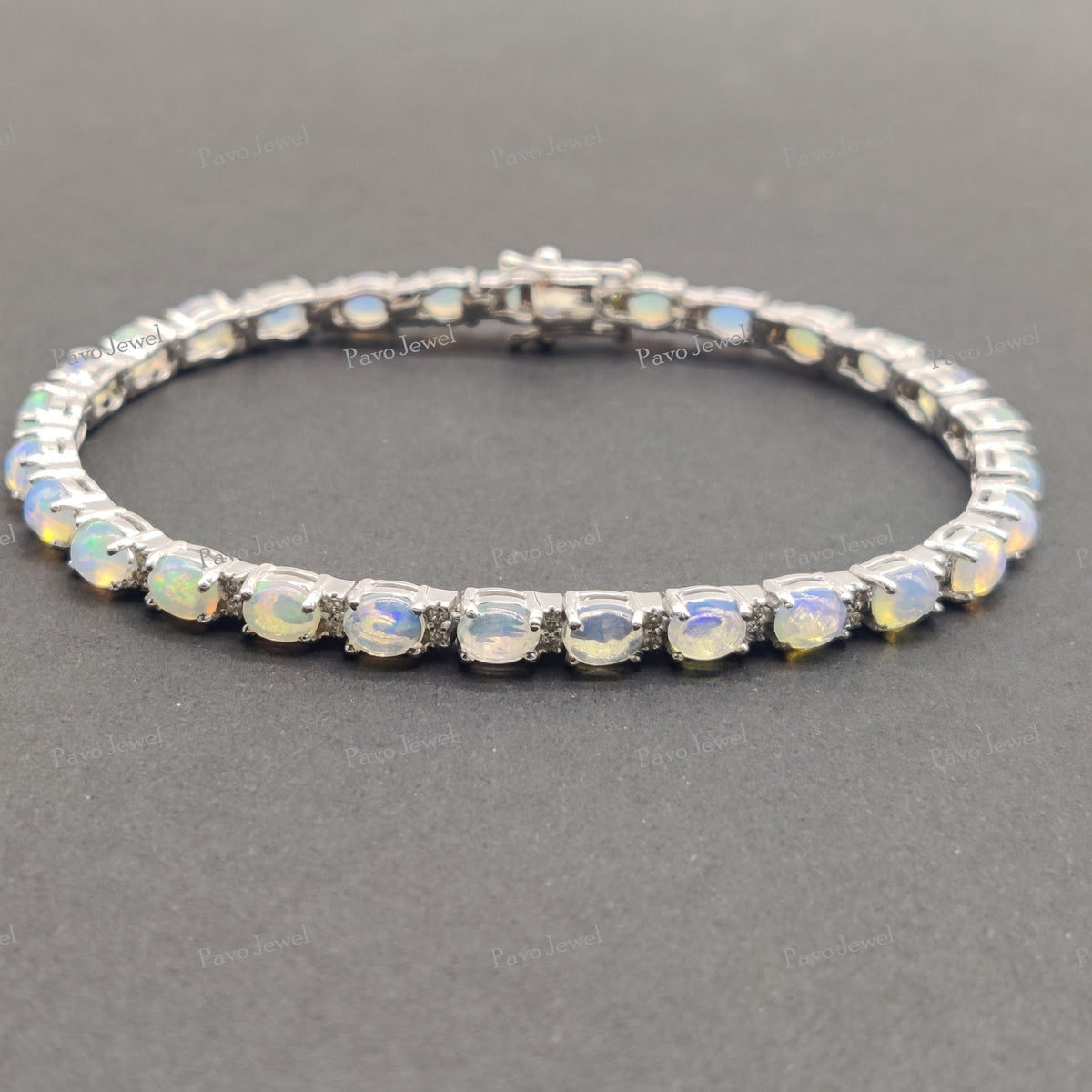 Ethiopian Opal Bracelet Handmade Natural Opal Gemstone Jewelry Gift for Women