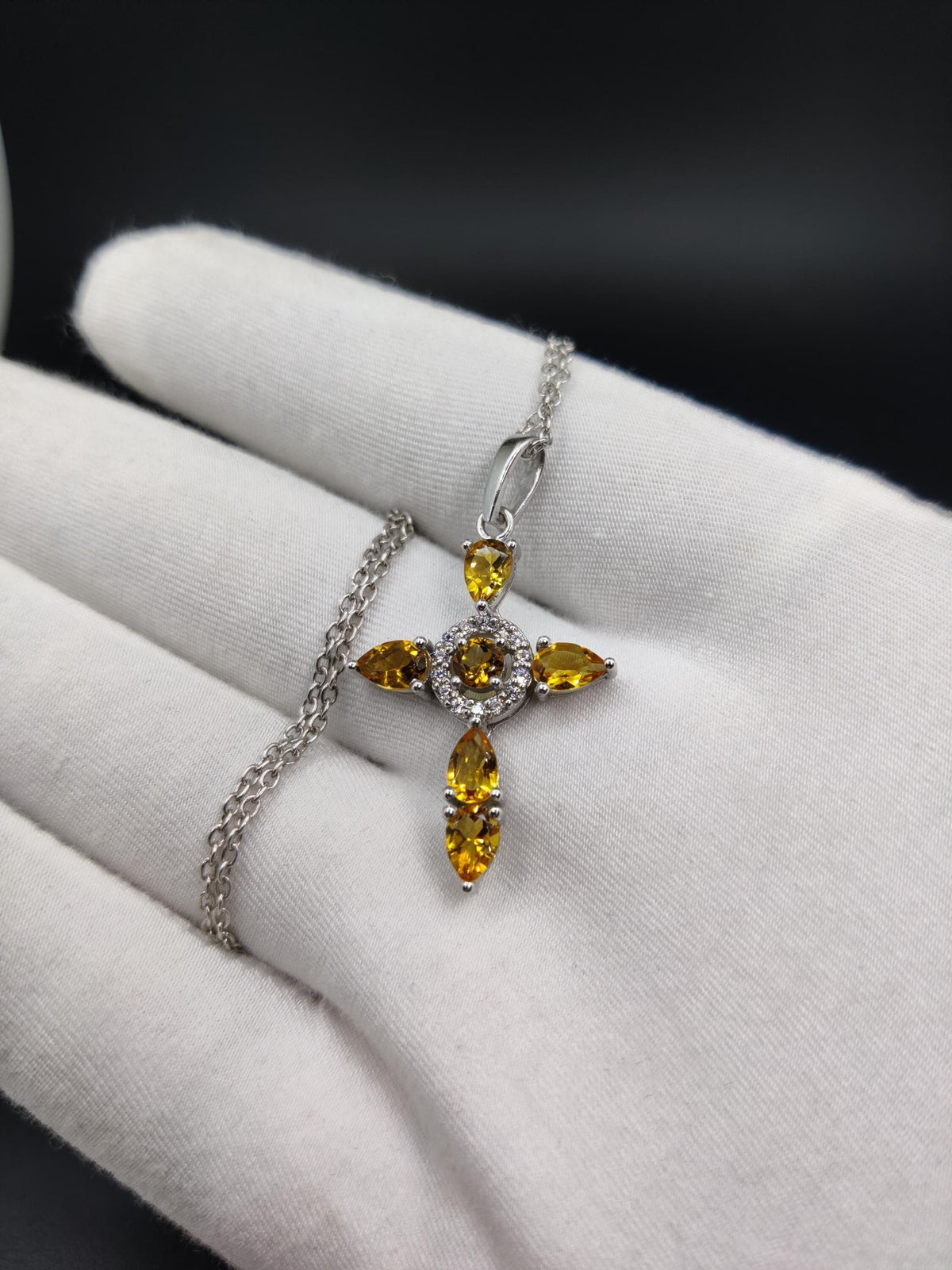 Natural Citrine Pendant-925 Sterling Silver-Gemstone Cluster Pendant-November Birthstone Jewelry-Minimalist Gemstone Pendant-Women's Jewelry