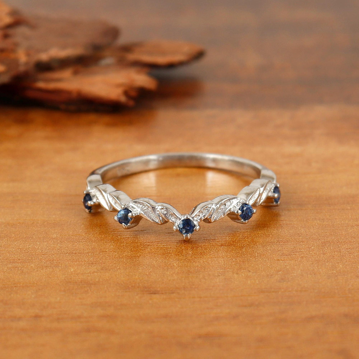 Blue Sapphire Queen Crown Ring: Sterling Silver September Birthstone