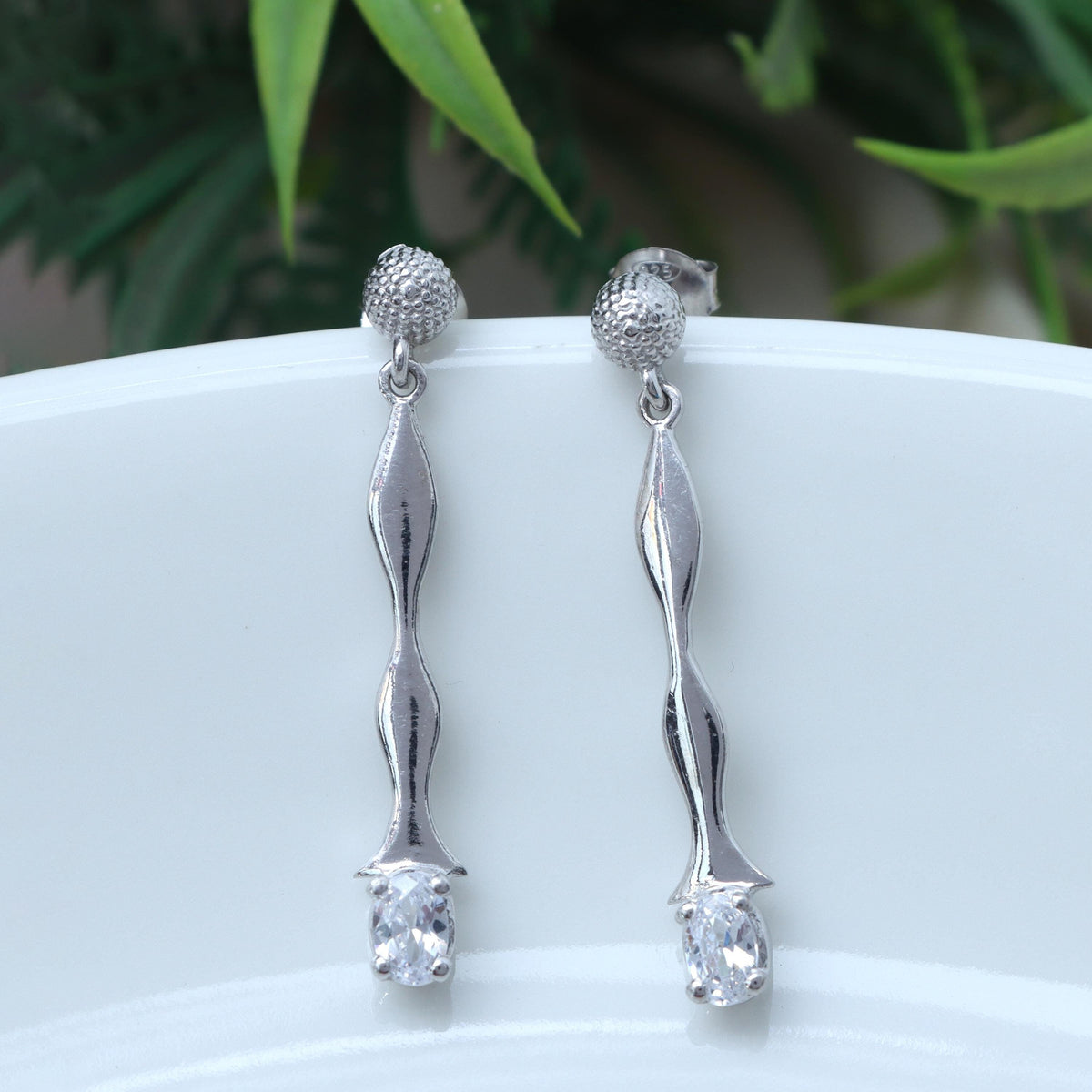 Oval Cubic Zirconia 925 Sterling Silver Earrings: Wedding Jewelry