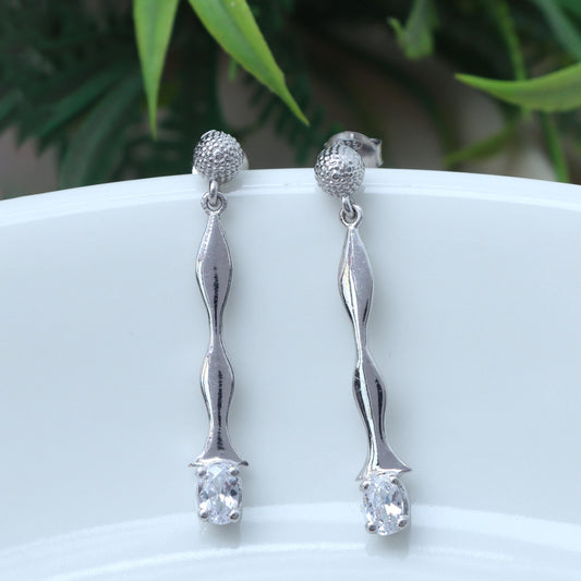 Oval Cubic Zirconia 925 Sterling Silver Earrings: Wedding Jewelry