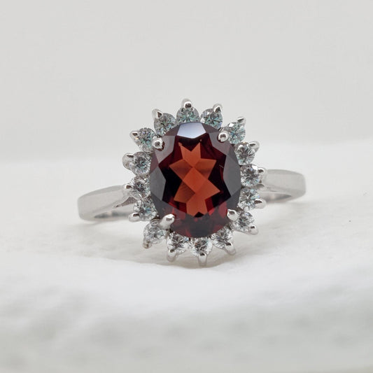 Garnet Sterling Silver Ring: January Birthstone Gift For Her