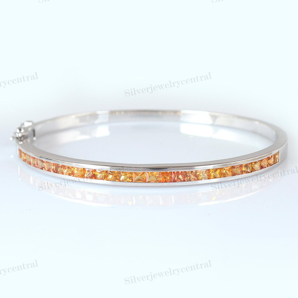 Handmade Sapphire Bangle 925 Silver Gemstone Bracelet Fine Jewelry