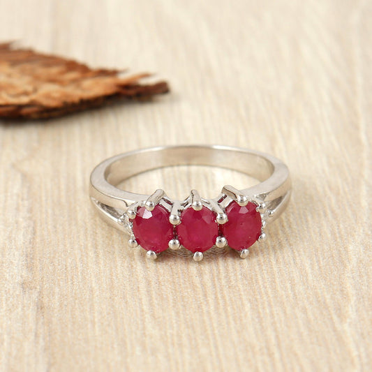 Oval Ruby Ring: Handmade 925 Sterling Silver July Birthstone
