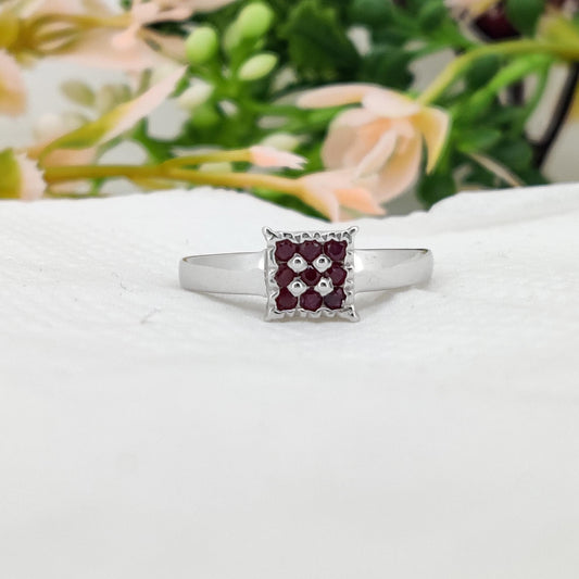 Natural Ruby Ring, 925 Sterling Silver, July Birthstone, Handmade Cluster Jewelry, Gift for Her