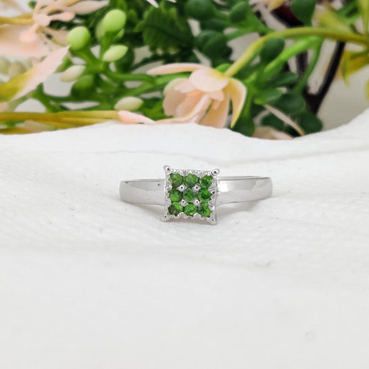 Natural Green Tsavorite Ring, Sterling Silver Solitaire, January Birthstone Jewelry, Gift for her