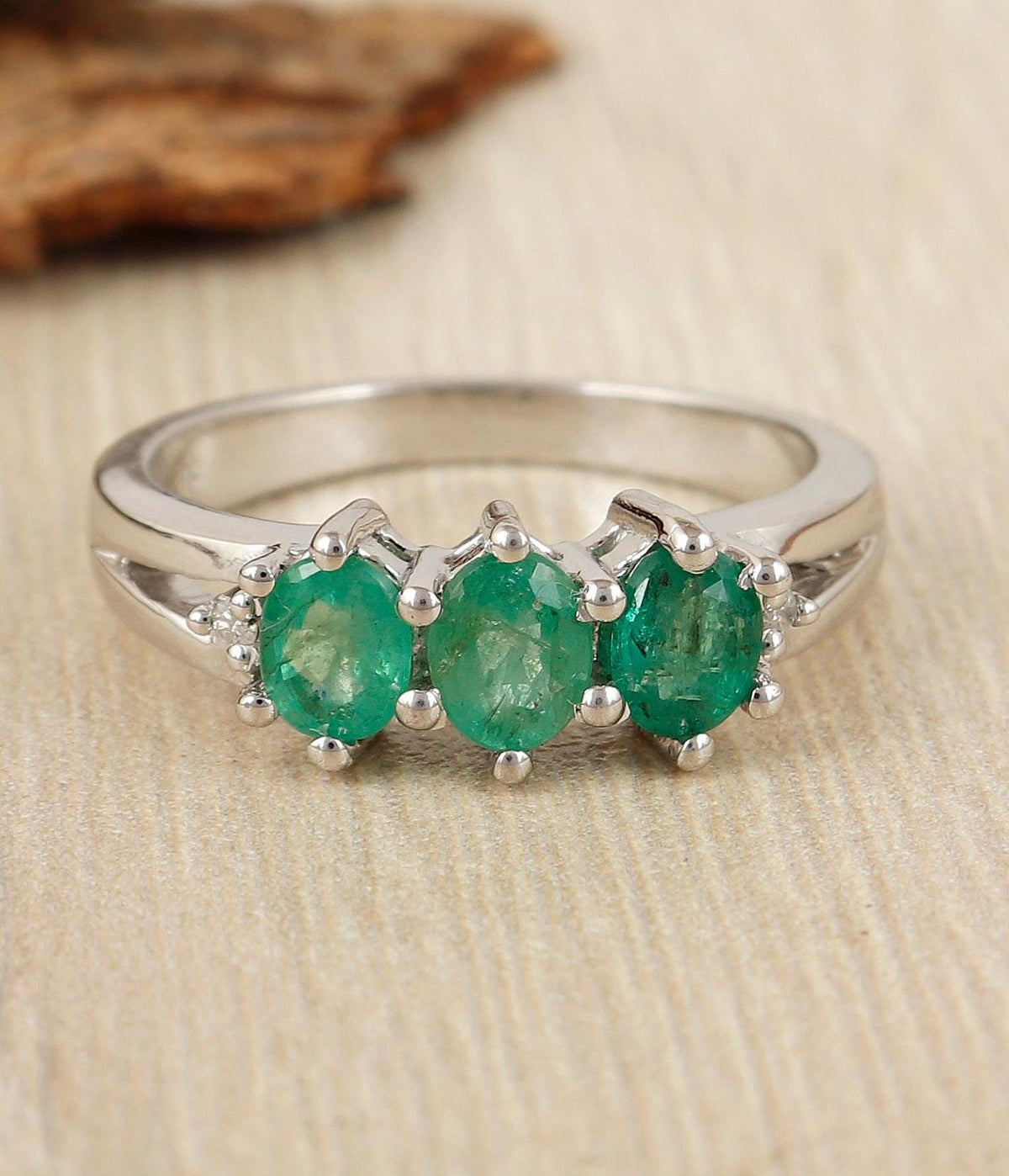 Emerald Sterling Silver Ring: Handmade Women's Statement Ring