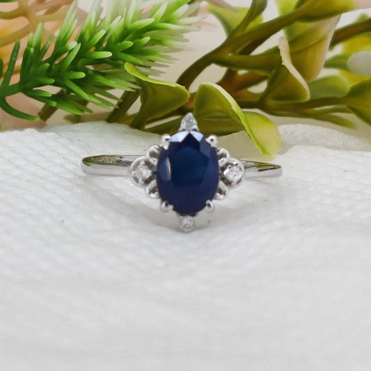Handmade Blue Sapphire Silver Ring, September Birthstone Gemstone Jewelry