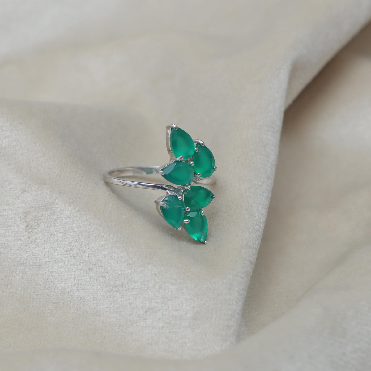 Green Onyx Ring: 925 Sterling Silver Statement Pear Cut Ring gifts