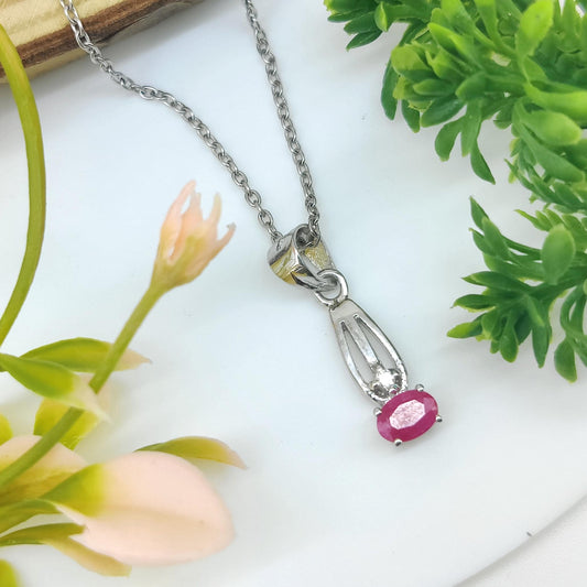 Natural Ruby Pendant-July Birthstone-925 Sterling Silver -Minimalist Ruby Jewelry