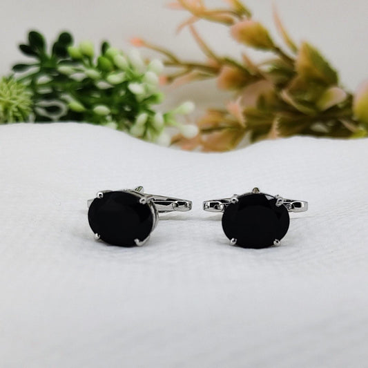 Handmade Black Onyx Sterling Silver Cufflinks – Oval Gemstone Jewelry