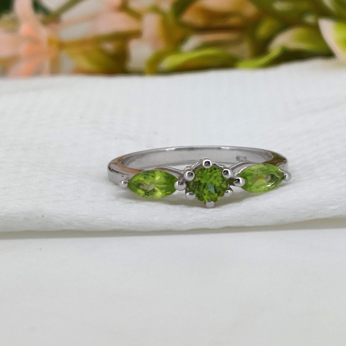 Natural Peridot Sterling Silver Ring: August Birthstone Gifts For Her