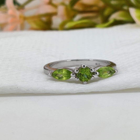 Natural Peridot Sterling Silver Ring: August Birthstone Gifts For Her