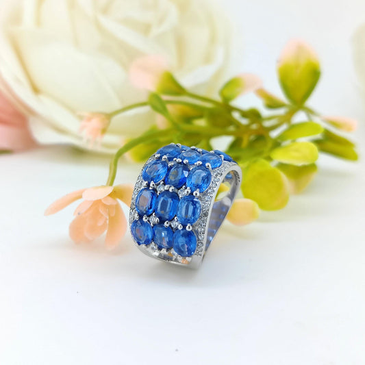 Natural Kyanite Gemstone Ring-925 Sterling Silver-September Birthstone Jewelry-Minimalist Oval Kyanite Jewelry-Wedding Ring for Gift